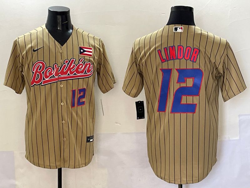 Men Puerto Rico #12 Lindor Brown Stripe Joint Name 2025 Nike MLB Jersey style 4->more jerseys->MLB Jersey